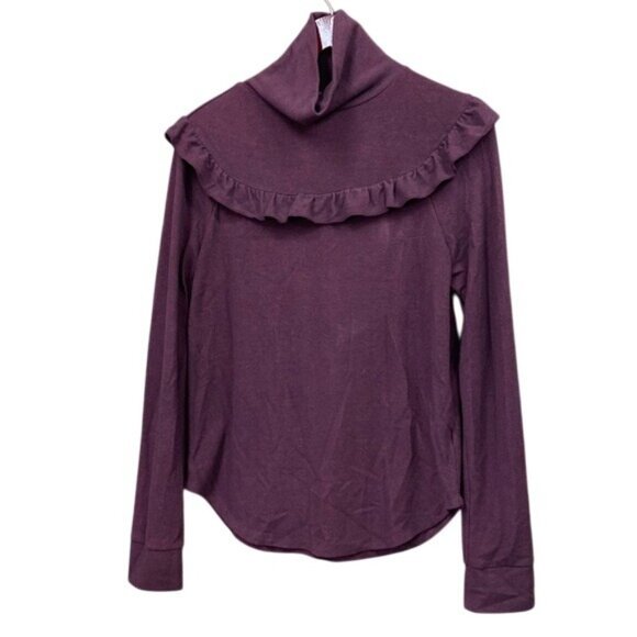 June & Hudson Ruffle Mock Turtleneck L - Picture 1 of 4